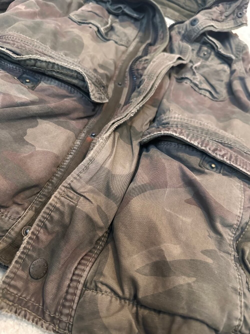 VTG Abercrombie & Fitch Redfield Military Camo Jacket Hooded Size S